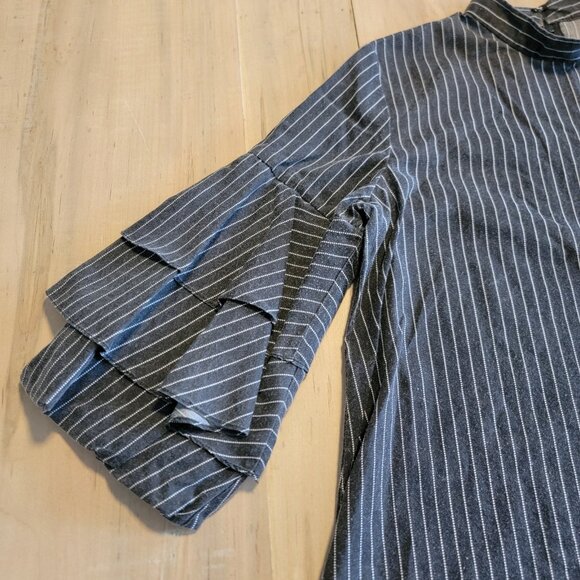 Belcorpo Dress Women’s Dark Gray White Striped Minimalist Boho Modest Sz S / M - Picture 3 of 11